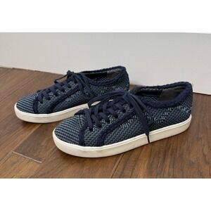 Sam‎ Edelman Sneakers Womens 8M Elena Braid Trimmed Knitted Blue Lace Up Chunky